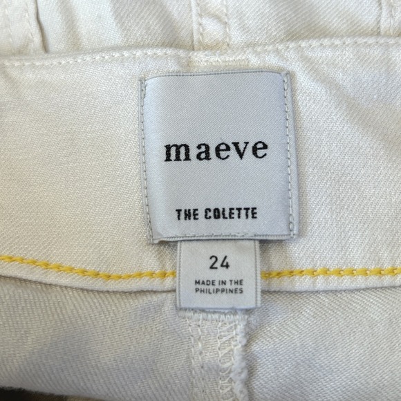 Anthropologie Maeve Colette Pant 24 Beachy Coastal Crop Wide White Summer Grunge - Picture 7 of 8